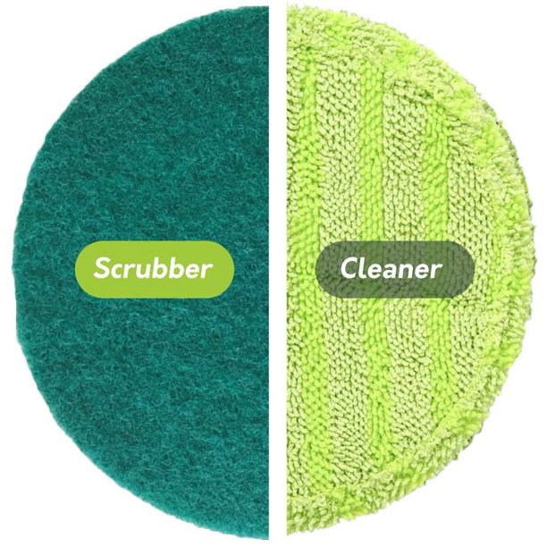Gladwell Cordless Rechargeable Electric Mop Replacement Pads, Pack of 2 Cleaner, Light Green and 2 Scrubber Dark Green