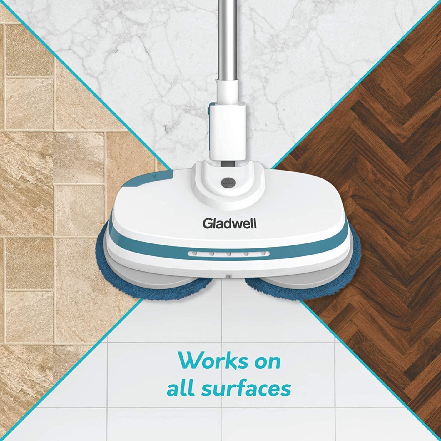 Gladwell Cordless Electric Mop, 3 in 1 Spinner, Scrubber and Waxer Quiet  and Powerful Cleaner, Spin Scrubber and Buffer, Polisher for Hard Wood,  Tile